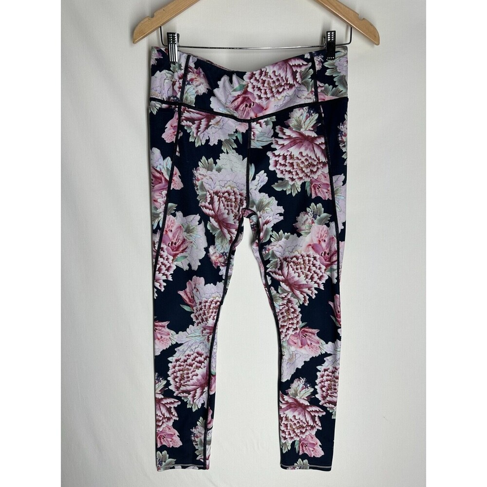 ATHLETA Run Free Leggings Size Medium Purple Floral Print